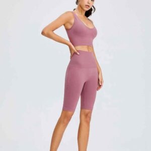 Jambiere de gimnastică cu talie înaltă bleumarin RUXI r369