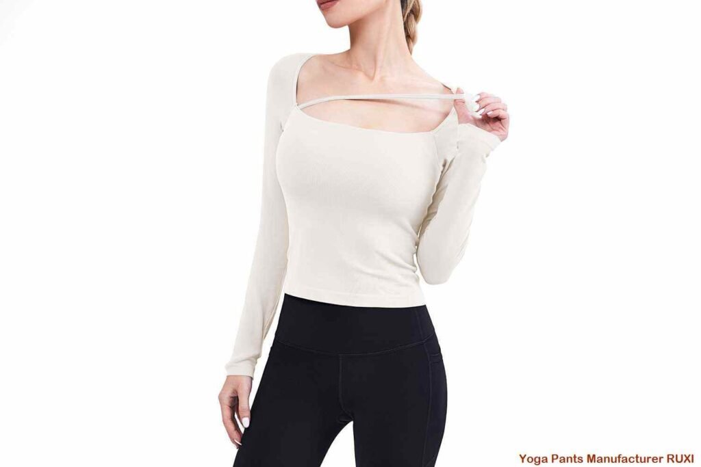 Top crop yoga cu mâneci lungi pentru femei RUXI r750